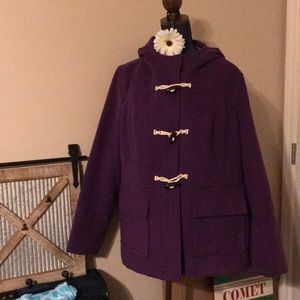 Plum colored ladies classic pea coat